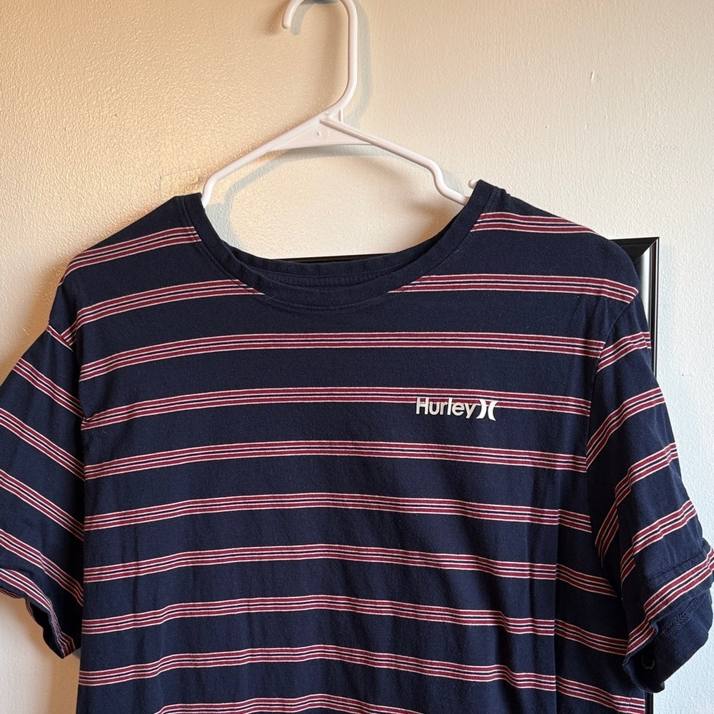 Hurley Navy and Red Striped Tee